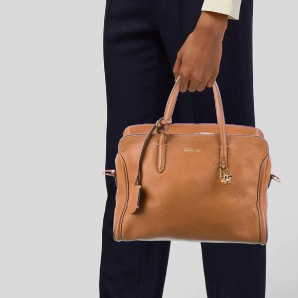 Authentic Alexander McQueen Pebbled Calfskin Small Skull Padlock Zip Around Tote - Picture 4 of 4